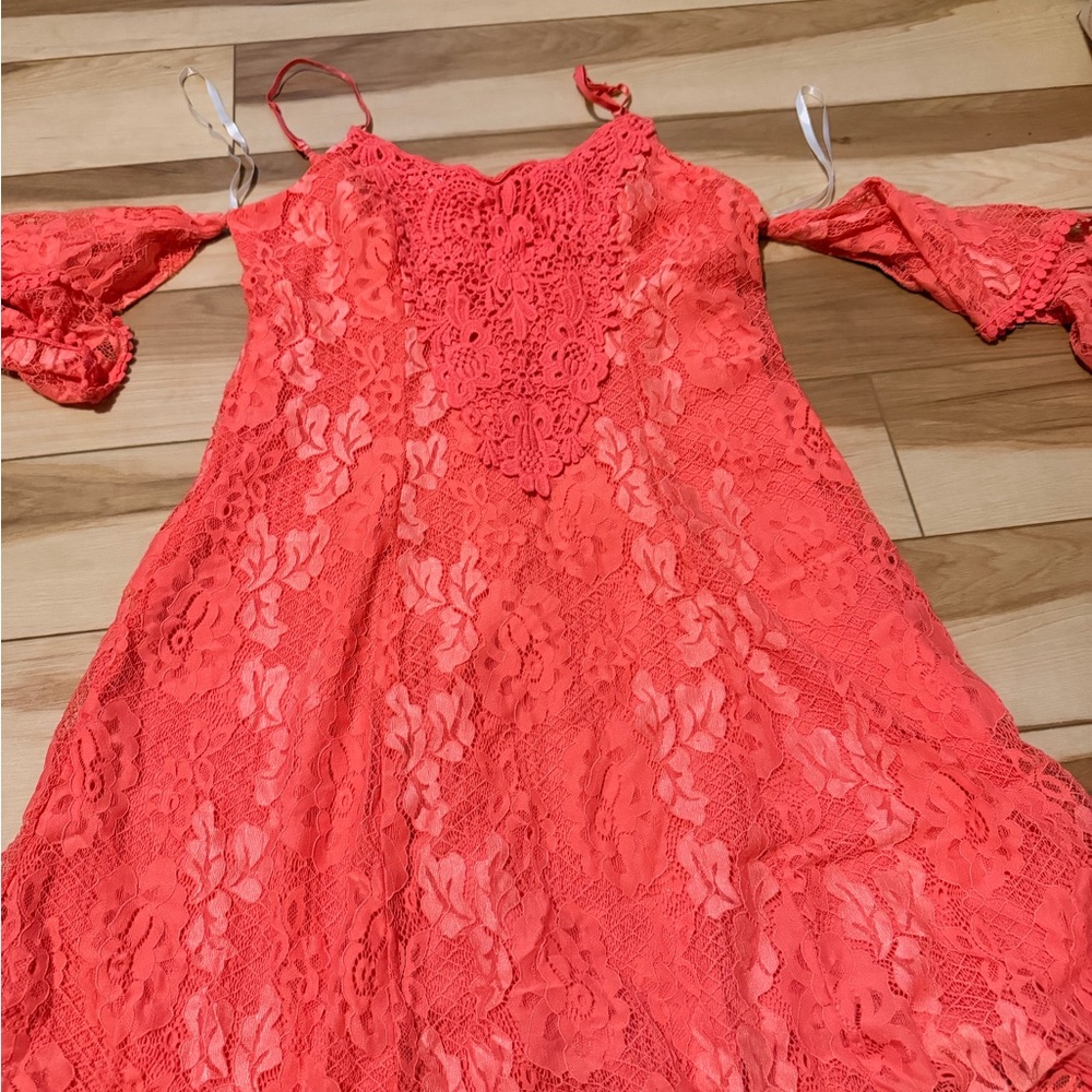 City Triangles Coral Lace Dress
